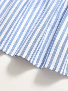 Girlism Teen Girls Tank Top Co-Ords Vacation Casual Woven Blue Striped Cami Top & Wide Leg Pants Set - Blue and White - View 5