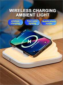 Teckwe 15W 无线快充可折叠护眼夜灯变色氛围灯床头阅读灯手机支架装饰礼品 - 白色 - 查看 8