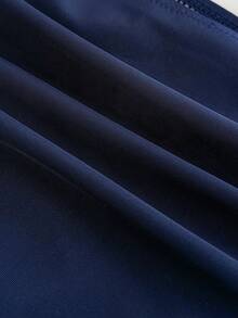 SHEIN Teen Girls Solid Color Bikini Set, Vacation & Beach - Navy Blue - View 5