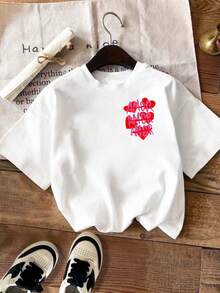 DrmWander 女士印花T恤，休闲街头风短袖T恤，可爱夏季上衣 - 白色 - 查看 2