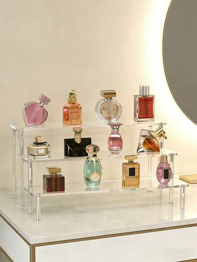 1个可拆卸多层化妆品收纳架，桌面收纳整理架，客厅装饰，婚礼装饰，指甲油收纳盒，透明桌面化妆品展示架，多功能化妆品盒，开学季，圣诞节