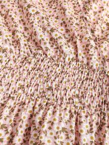 Chiquease 女士休闲碎花泡泡袖连衣裙，夏季 - 粉色 - 查看 6