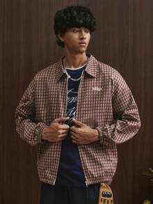 TOKVUE Men's Plaid Collar Pocket Letter Print Zip Front Casual Versatile Daily Wear Long Sleeve Jacket - Multicolor - View 5