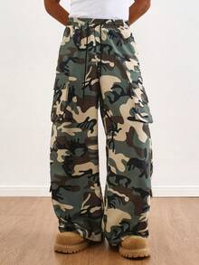 TOKVUE 男士轻便工装裤，多口袋迷彩军装风休闲宽松户外裤，适合海滩、度假、日常通勤、运动、健身和街头时尚，新年礼物，春、夏、秋季皆宜。 - 橄欖綠 - 查看 4