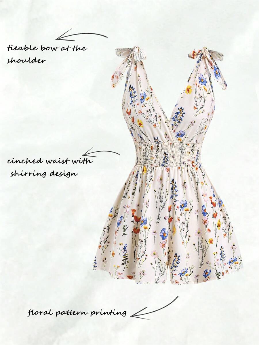 Olithes INS休闲度假腰部打结连体裤（女款） - 杏色 - 查看 1