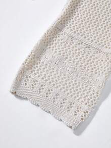 Lyxana 新款欧美时尚混色优雅百搭针织开衫毛衣 - 杏色 - 查看 4