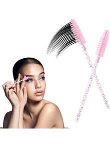 200PCS/100PCS/50PCS Disposable Mascara Wands Eyelash Brush S For Eyebrow Eye Lash Extension , Eyebrow Brush, Eyeshadow Brush, Brush - Pink - View 5