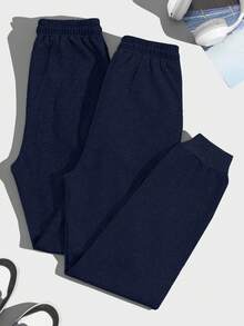 EURMUSE 2 Pcs Men's Waffle Fabric Basic Style Combination Fit Boxers, Set Of 2 - Navy Blue - View 2