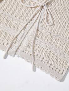 Lyxana 新款欧美时尚混色优雅百搭针织开衫毛衣 - 杏色 - 查看 3