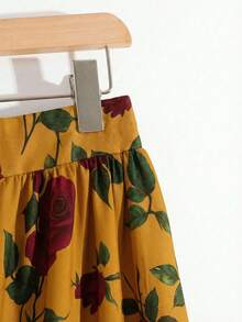 GlowEve CURVE 女士优雅休闲大碎花灰棕色喇叭裙 - 黃色 - 查看 4