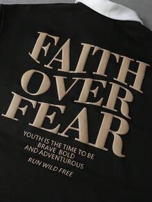 PAVTROS Men's Personalized Patchwork Striped Print Polo Shirt - Black and White - View 9