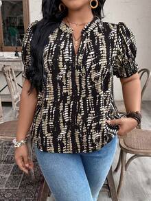 EMERY ROSE Large-Sized Woven Printed Casual Summer Women's Shirt