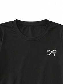 Sparklyn Teen Girls Cinched Waist T-Shirt And Wide Leg Pants Set, Casual Butterfly Print Top With Loose Wide Leg Pants, Black 2-Piece Outfit - Black - View 4