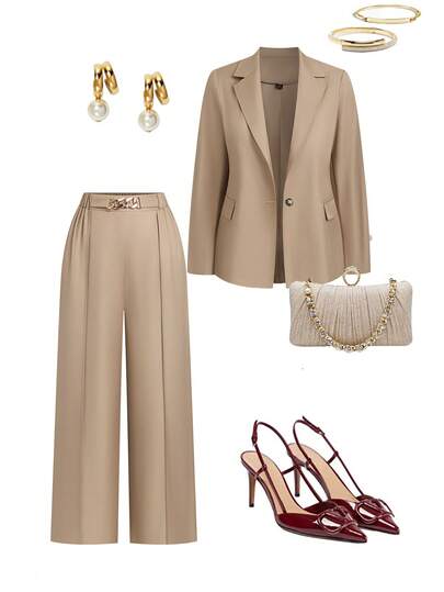 GlowEve CURVE 大码女式时尚休闲翻领西装套装