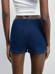 Maija Women's Casual Washed Denim Mini Skirt, Summer - Blue - View 3