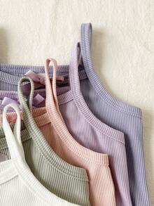 5件套女婴甜美罗纹针织蝴蝶结吊带连体衣，夏季