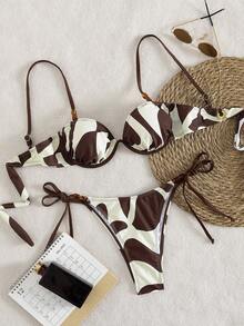 Swim Vcay Bộ bikini hai mảnh in họa tiết toàn thân mới, gồm áo hai dây và quần lọt khe, rất gợi cảm. - Nhiều màu - Xem 2