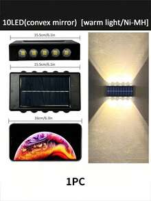 8颗/10颗LED太阳能壁灯，1/2/6个装可选，上下发光设计，适用于装饰房屋外墙、围栏、走廊、露台、楼梯、花园、前院/后院 - 黑色 - 查看 17