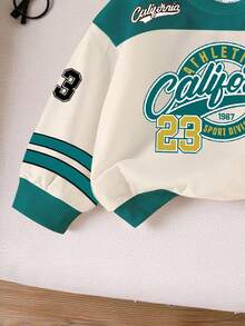 SHEIN Young BoyCasual Sporty Number 23 & California Letter Print Crew Neck Sweatshirt, Comfortable Fall Outfit, Suitable For Autumn/Winter - Multicolor - View 4