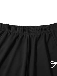 Sparklyn Teen Girls Cinched Waist T-Shirt And Wide Leg Pants Set, Casual Butterfly Print Top With Loose Wide Leg Pants, Black 2-Piece Outfit - Black - View 5