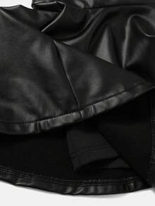 SHEIN Girlism 少女休闲、运动、上学、返校季黑色荷叶边伞裙，春夏皆宜 - 黑色 - 查看 4