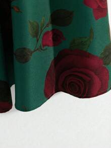 GlowEve CURVE Chân váy xòe rộng họa tiết hoa màu xám nâu thanh lịch, thoải mái dành cho nữ. - Màu xanh lá cây đậm - Xem 4