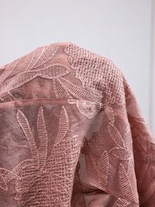 Elegantrix 大码女式腰部荷叶边拼接水溶蕾丝面料优雅法式休闲衬衫，秋冬款 - 粉色 - 查看 6