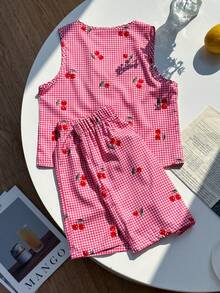 2pcs Girls Colorful Tank Top Set, Fitted Soft Style, Suitable For Home, Sports, Weekend Activities And Daily Wear All Year Round - Multicolor - View 4