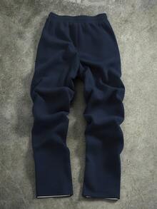 Manfinity Roghcode Men's Contrast Color Flame & Letter Print Drawstring Waist Sweatpants - Royal Blue - View 2