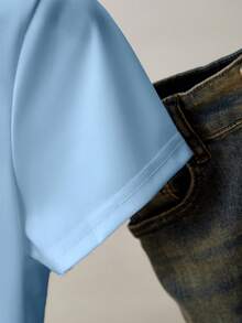 Resyla Women's Beaded Bow Decor Round Neck Short Sleeve T-Shirt - Baby Blue - View 4