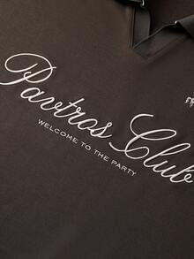 PAVTROS Manfinity Streetrush Men's Street-Style Popular INS Matching Men's Fashionable & Comfortable Letter Embroidered Long Sleeve Polo Shirt,Streetwear,I Love My Boyfriend,Graphic,Oversized,Boy Friend Gifts,Valentine's Day Gift,Embroidery - Brown - View 8