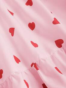 Sweetra Women's Simple Heart Printed Daily Dress Mini Short Women Outfit - Watermelon Pink - View 3