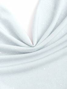 SHEIN PETITE Women's Short Turtleneck Backless Sequin Bodycon Party Mini Dress - Silver - View 3