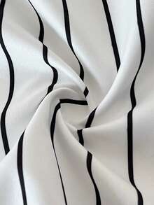 Maweii Retro American Casual Striped Print Plus Size Shirt Dress - White - View 7