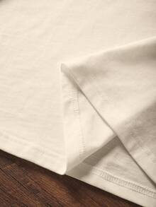 INAWLY Women's Casual Slogan Graphic Round Neck Short Sleeve T-Shirt, Summer - Apricot - View 4