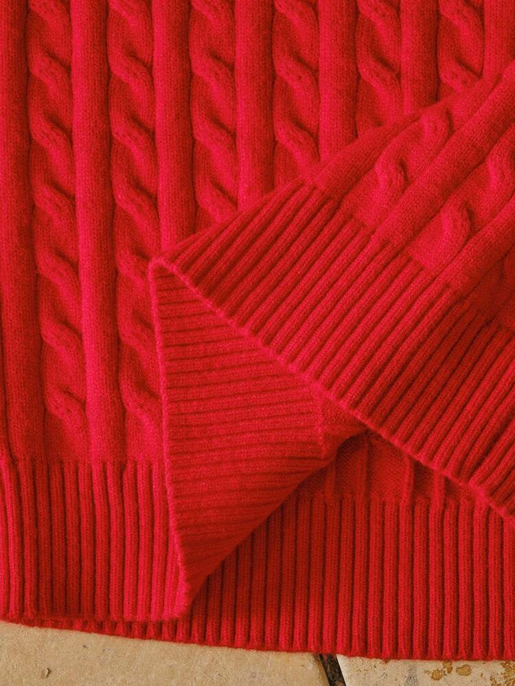 WOMEN'S BOW EMBROIDERY SHORT SLEEVE CABLE KNIT TOP