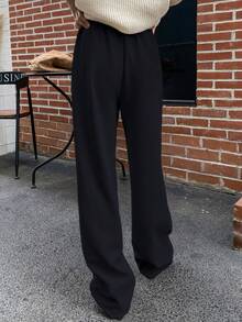 Dazy Star Women's Solid Color Drawstring Waist Jogger Pants Sweatpants - Black - View 4