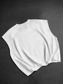 PAVTROS 男士圆领字母印花休闲百搭日常背心 - 白色 - 查看 3