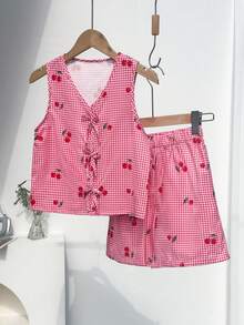 2pcs Girls Colorful Tank Top Set, Fitted Soft Style, Suitable For Home, Sports, Weekend Activities And Daily Wear All Year Round - Multicolor - View 7