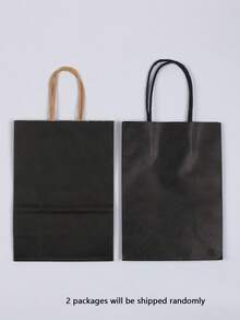 5/24 chiếc Túi giấy Kraft màu đen cỡ trung 16x22x8cm, Túi quà tặng có thể tái sử dụng cho sinh nhật, tiệc tùng, đám cưới, thân thiện, thích hợp làm quà tặng bạn bè - màu đen - Xem 7