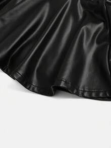 SHEIN Girlism 少女休闲、运动、上学、返校季黑色荷叶边伞裙，春夏皆宜 - 黑色 - 查看 7