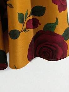 GlowEve CURVE 女士优雅休闲大碎花灰棕色喇叭裙 - 黃色 - 查看 5