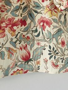 Linhara 大码女式纹理波浪碎花彼得潘领七分灯笼袖蝴蝶结复古休闲度假风衬衫，适合日常、通勤、约会等场合，春夏新品 - 彩色 - 查看 5