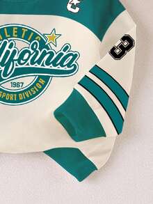 SHEIN Young BoyCasual Sporty Number 23 & California Letter Print Crew Neck Sweatshirt, Comfortable Fall Outfit, Suitable For Autumn/Winter - Multicolor - View 5