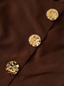 Maweii 复古休闲方领修身加大码两件套 - 棕色 - 查看 7