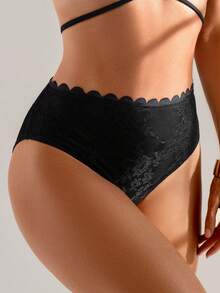 Swim Vcay Women's Sexy Black Lace Floral Trim Triangle Bikini Swimsuit, Beach Wear - Black - View 1