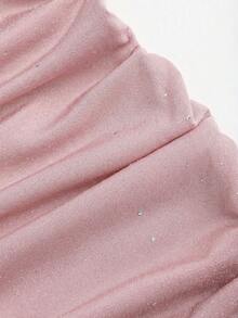 SHEIN PETITE Women's Short Turtleneck Backless Sequin Bodycon Party Mini Dress - Pink - View 4