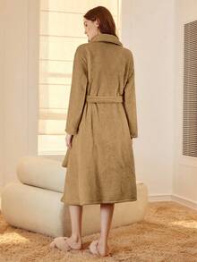 MOTF PREMIUM BATA DE ESTAR POR CASA CÓMODA DE FELPA PARA MUJER, OTOÑO/INVIERNO - Caqui - Ver 2