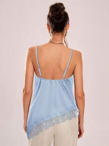 Avenya 薄纱蕾丝交叉不对称下摆吊带背心 - 藍色 - 查看 4