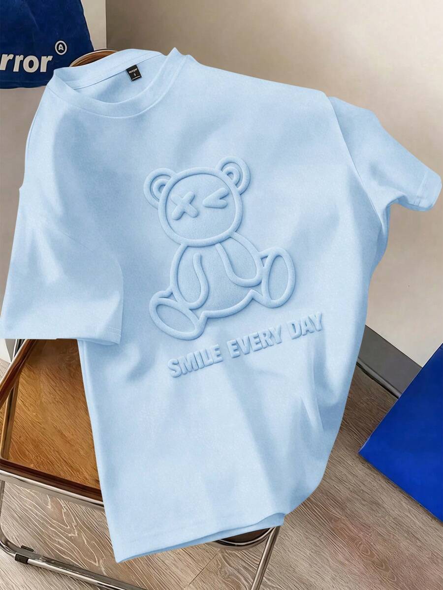 Manfinity Joysei Light Blue Label Men's White Crew Neck T-Shirt